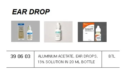 Aluminium Acetate, Ear Drops, 13% Solution In 20 Ml Bottle