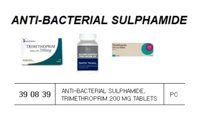 Anti Bacterial Sulphamide, Trimethroprim 200 Mg Tablets