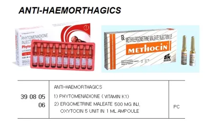 Anti Haemorthagics 1) Phytomenadione ( Vitamin K1)