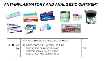 Anti Inflammatory And Analgesic Ointment, 2) Benzoic Acid Ointment Bp 50 Mg (Benzoic Acid 6%, Salicylic Acid 3% In Emulsifying Ointmen 15 G)