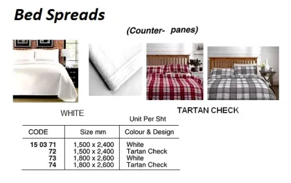 Bed Spread (Counterpanes), Cotton Tartan Check 1800 X 2600 Mm