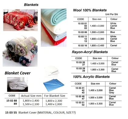 Blanket Cover, 1,800 X 2,400 Mm ( Matterial, Color )