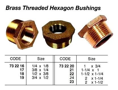 Brass Threaded Hexagon Bushing, 3/4 X 1/2