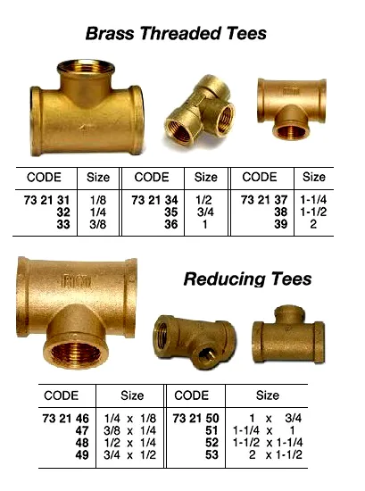Brass Threaded Tee, 1 1/4