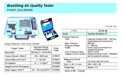Breathing Air Quality Tester, Aerotest Simultant Hp, Draeger