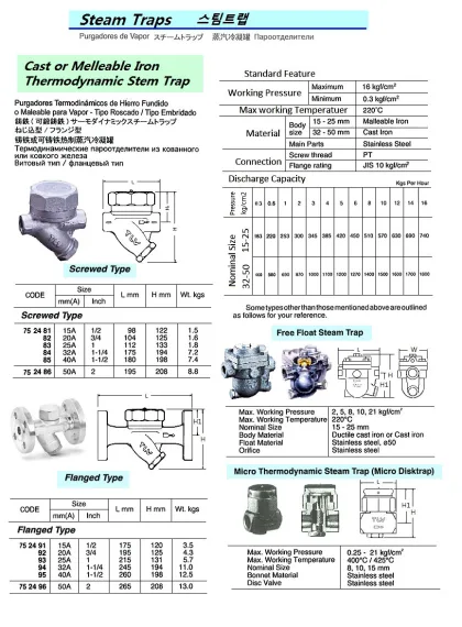 Cast Iron Thermodynamic Steam Trap, Both Screwed, 50 A