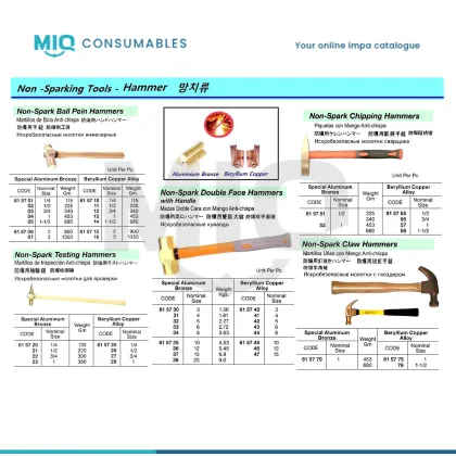 Chipping Hammer Handled Aluminium Bronze Non Spark 500 Grm