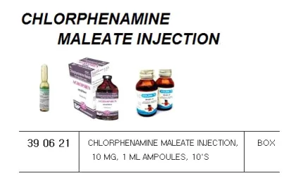 Chlorphenamine Maleate Injection, 10 Mg, 1 Ml Ampoules, 10'S