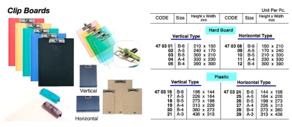 Clip Board, Hard Board, Horizontal A 4