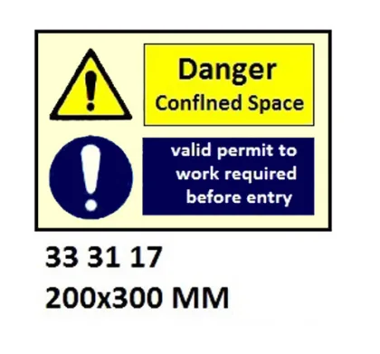 Combination Sign, 200X300 Mm, Danger Confined Space