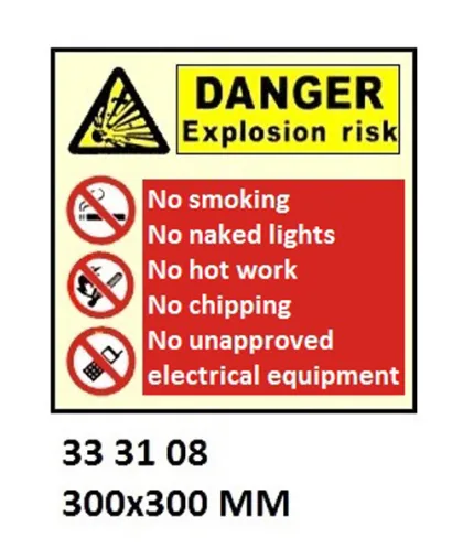 Combination Sign, 300X300 Mm, Danger Explosion Risk??