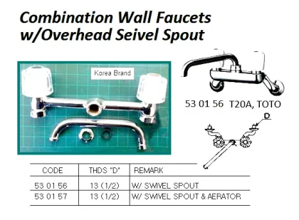 Combination Wall Faucet With Overhead Swivel Spout 13(1/2)