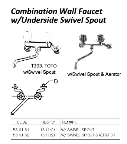 Combination Wall Faucet With Underside Swivel Spout & Aerator 13(1/2)