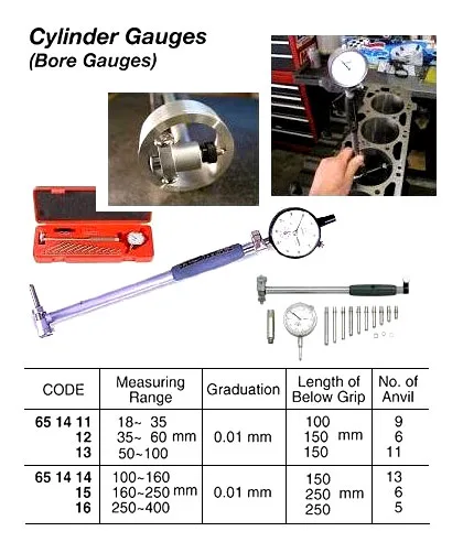 Cylinder Gauge (Bore Gauge), 50 100 Mm 0.01 Mm Graduation