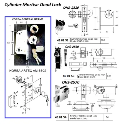 Cylinder Mortise Dead Locks, Ohs 2570