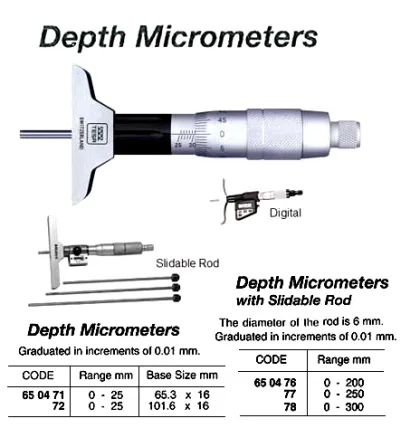 Depth Micrometer, 200 Mm