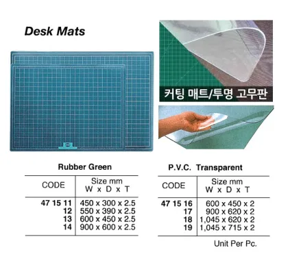Desk Mat, Rubber Green 550 X 390 X 2.5 Mm