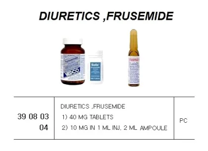 Diuretics ,Frusemide 1) 40 Mg Tablets