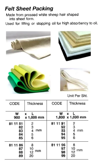 Felt Sheet Packing, 5 X 900 X 1000 Mm