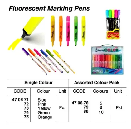 Fluorescent Marking Pen, 10 Colors