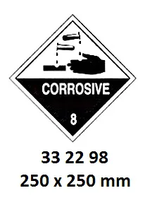 Hazard Diamond, 250X250 Mm, Corrosive 8