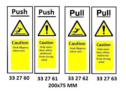 Hazard Sign, 200X75 Mm, Push, Caution, Deck...