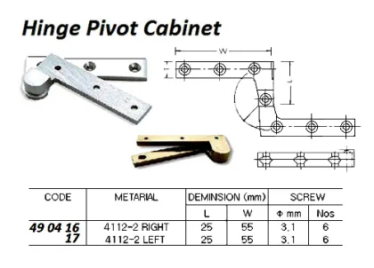 Hinge Pivot Cabinet Ohs#4112 3 Left Hand L 25 X W 55 Mm