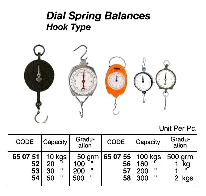Hook Type Dial Spring Balance, Capacity 20 Kgs