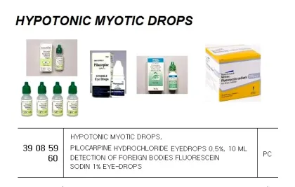 Hypotonic Myotic Drops, Detection Of Foreign Bodies Fluorescein Sodin 1% Eye Drops