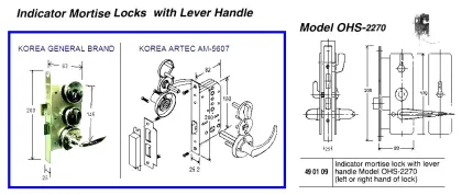 Indicator Mortise Lock With Lever Handle, Ohs#2270