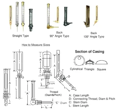 Industrial Thermometers In Metal Protection With Thread Connection Case, Need Spec