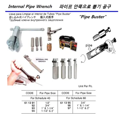 Internal Pipe Wrench, "Pipe Buster", For Shd 80, 1 1/2" & 2"