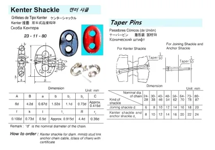 Kenter Shackle For Stud Link Anchor Chain (Need Size)