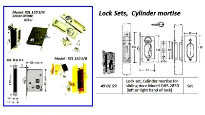 Lock Set Cylinder Mortise For Sliding Door, Ohs#2850