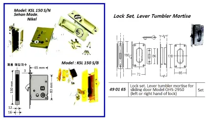 Lock Set Lever Tumbler Mortise For Sliding Door, Ohs#2950