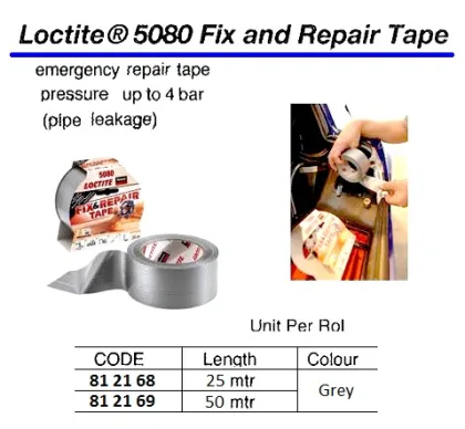 Loctite #5080, Fix And Repair Tape, Grey Color, 25 Mtr