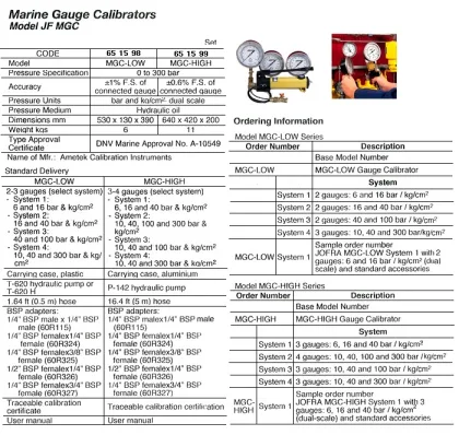 Marine Gauge Calibrator, Mgc High, Ametek Calibration Instruments