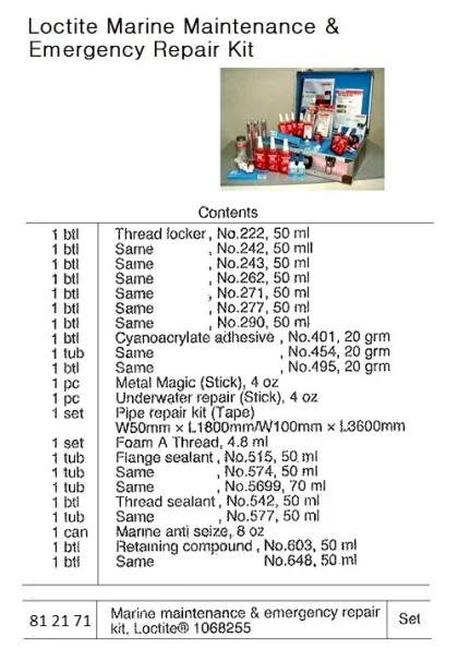 Marine Maintenance & Emergency Repair Kit, Loctite #1068255