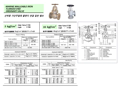 Marine Malleable Iron Globe Valve, Flange End, Jis F7323, 16Kgf/Cm2, 32 Mm