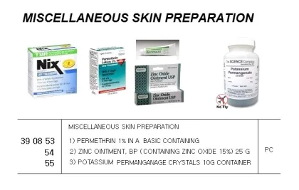 Miscellaneous Skin Preparation 1) Permethrin 1% In A Basic Containing