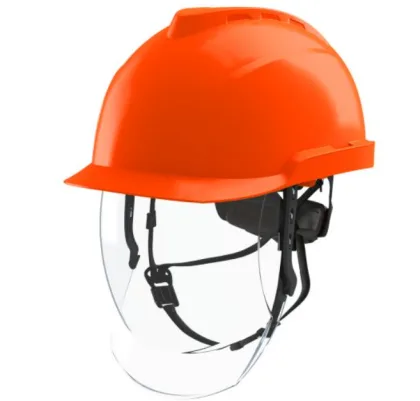 MSA V-Gard 950 Red Safety Helmet with Integrated Visor &amp; Suspensio