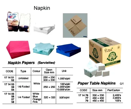 Napkin Paper, White, Unfolded 250X250 Mm 1000'S