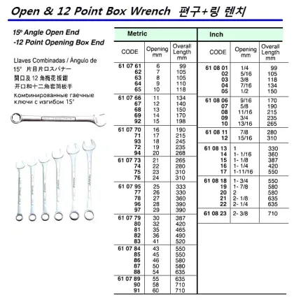 Open & 12 Point Box Wrench 12 Mm
