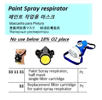 Paint Spray Respirator, Half Mask Single Filter Cartridge
