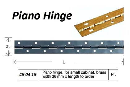 Piano Hinge For Small Cabinet Brass W36 Mm