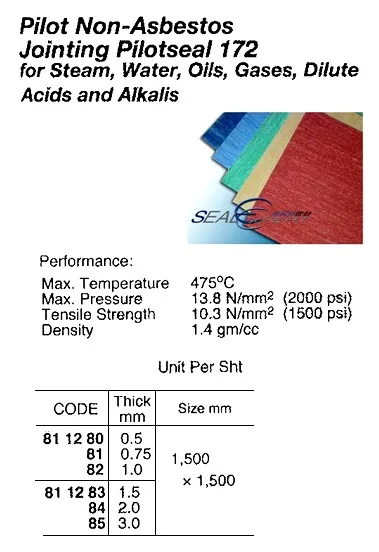 Pilot Non Asbestos Jointing Pilotseal #172, 1.5 X 1500 X 1500 Mm