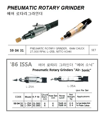 Pneumatic Rotary Grinder, "Air Sonic" Model L 35A
