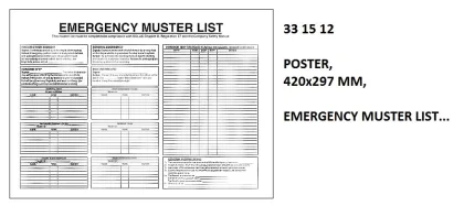 Poster, 420X297 Mm, Emergency Muster List...
