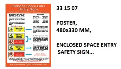 Poster, 480X330 Mm, Enclosed Space Entry Safety Sign...