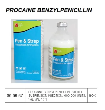 Procaine Benzylpenicillin, Sterile Suspension Injection, 600,000 Units, 1Ml Vial 10'S